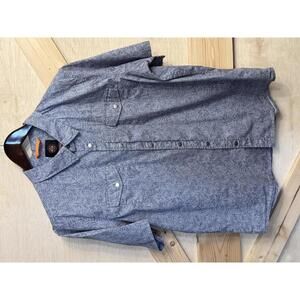 Mountain and Isles Mens Extra Large Button Up Shirt Short Sleeve Cotton Spandex